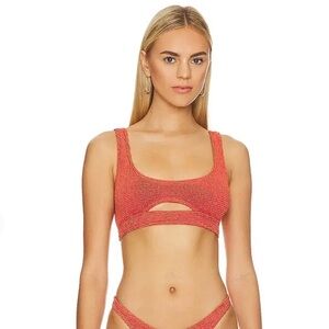 BOND EYE  Sasha Bikini Top In Burnt Orange - Coral Lurex